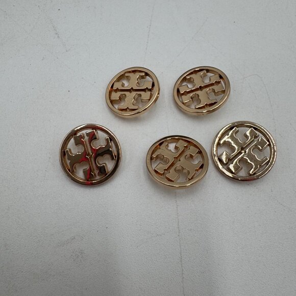 Tory Burch Gold Logo Button 5 piece Set Replacement Parts 0.75" Diameter - Picture 3 of 5